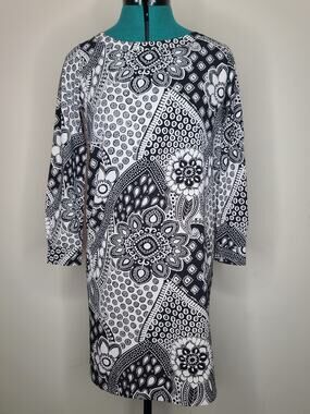 Ann Taylor Loft black white paisley mandala dress - size XSP